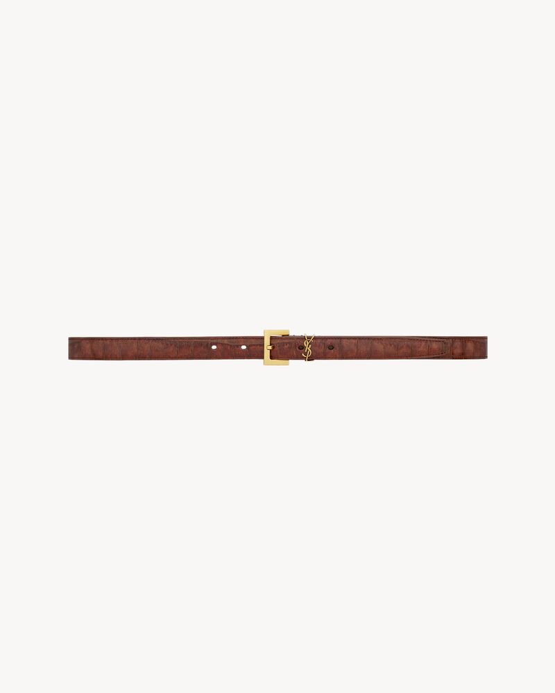 cassandre thin belt in crocodile-embossed leather - Image 2